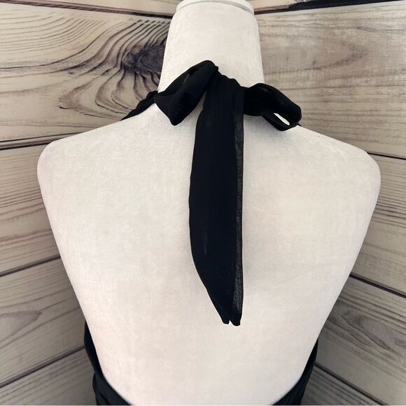Chicas Vintage Y2K 90s Black Halter V Neck Flowy Dress - Picture 7 of 11